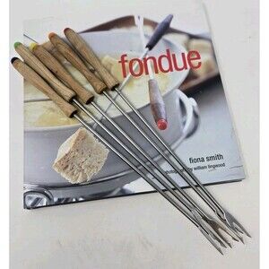 VINTAGE FONDUE FORK SET OF 5 FONDUE COOKBOOK FIONA SMITH COOKING KITCHEN DECOR
